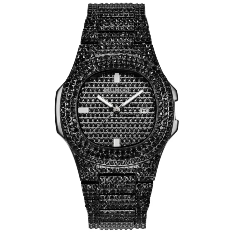 π Luxury Men's Iced-Out Stainless Steel Watch β The Ultimate Statement Piece π