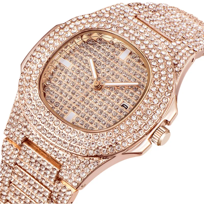 π Luxury Men's Iced-Out Stainless Steel Watch β The Ultimate Statement Piece π
