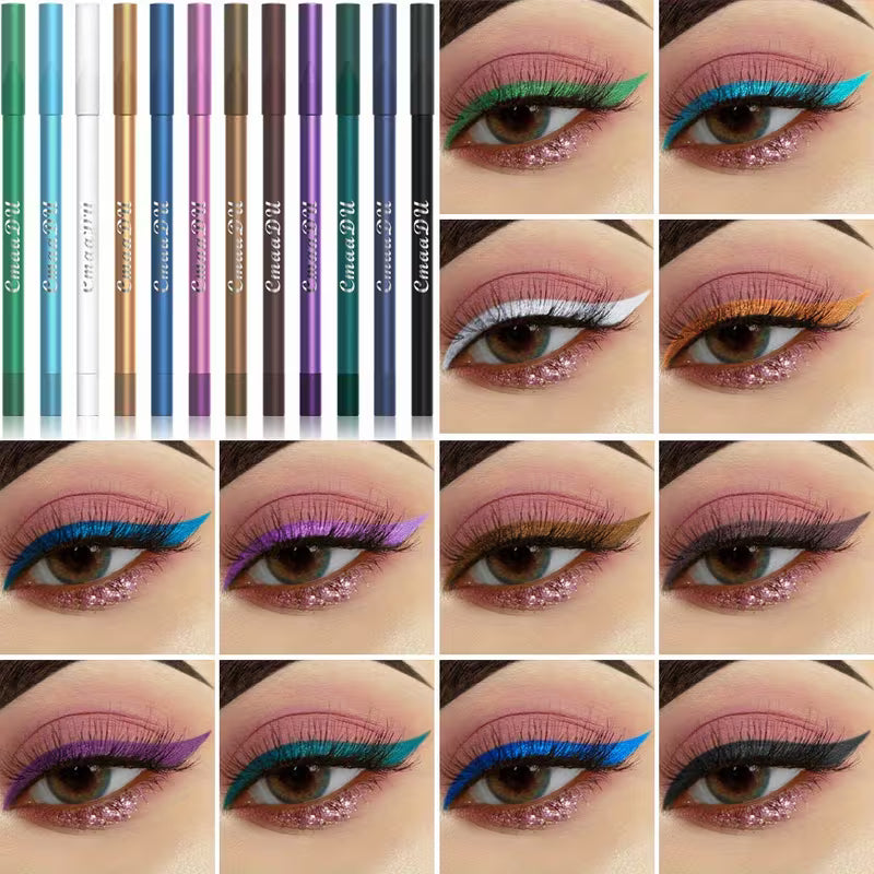LuxeLine™ PrismGlow Eyeliner Set (12 Colors) Pearlescent Metallic Eye Definer
