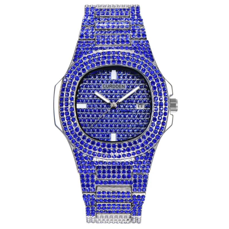 π Luxury Men's Iced-Out Stainless Steel Watch β The Ultimate Statement Piece π
