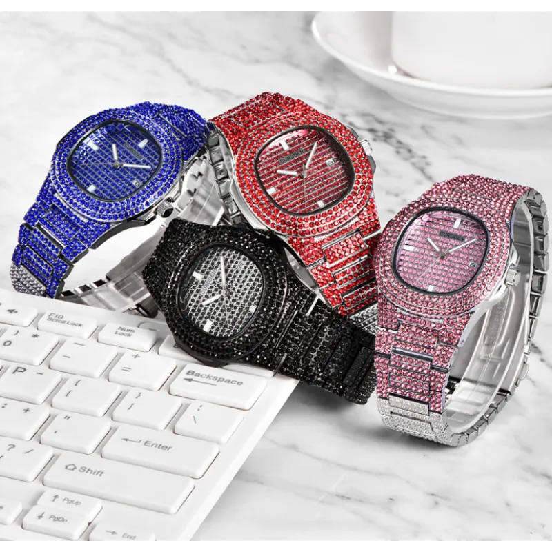π Luxury Men's Iced-Out Stainless Steel Watch β The Ultimate Statement Piece π