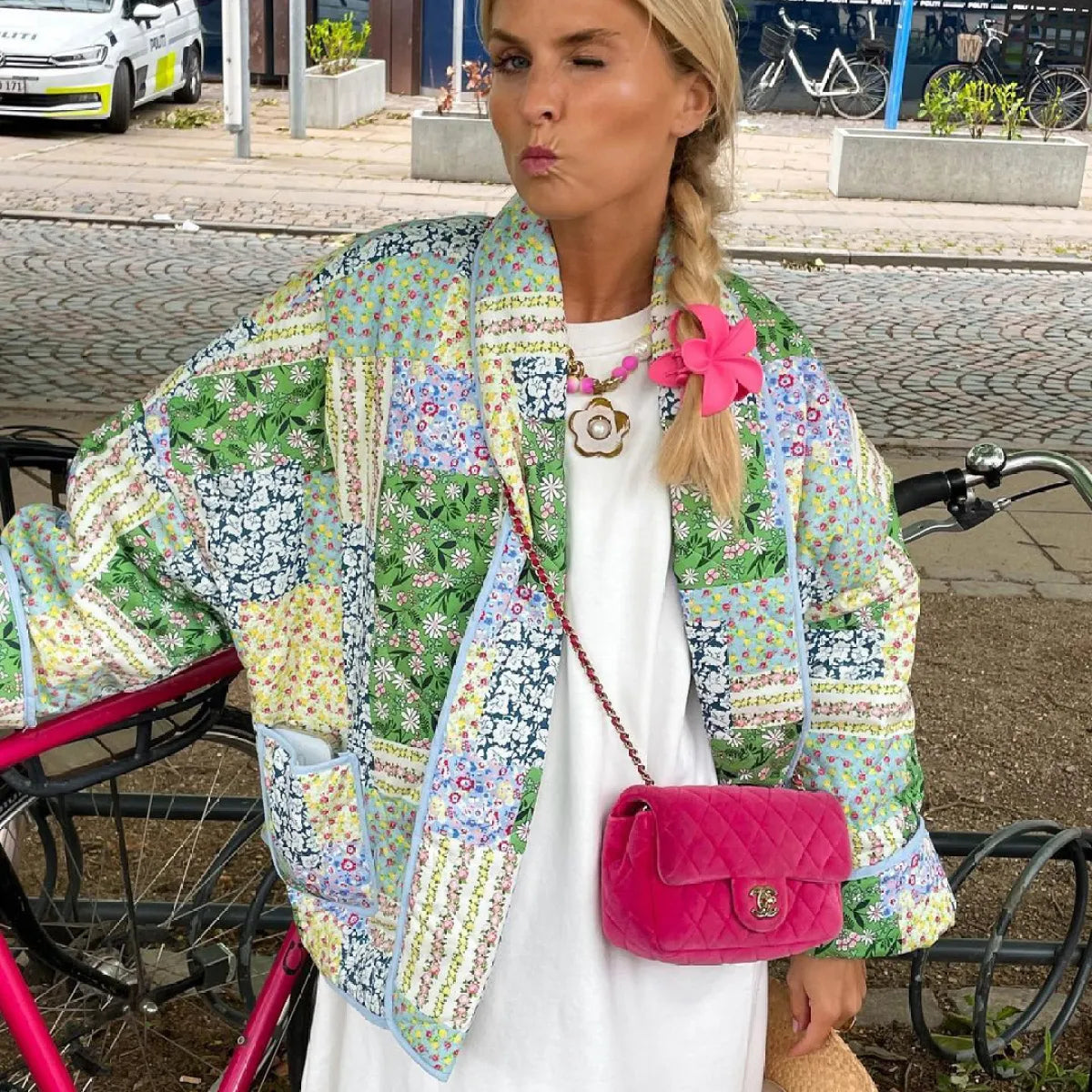PrintÉlégance™ Women’s Lapel Pattern Print Cotton-Padded Jacket
