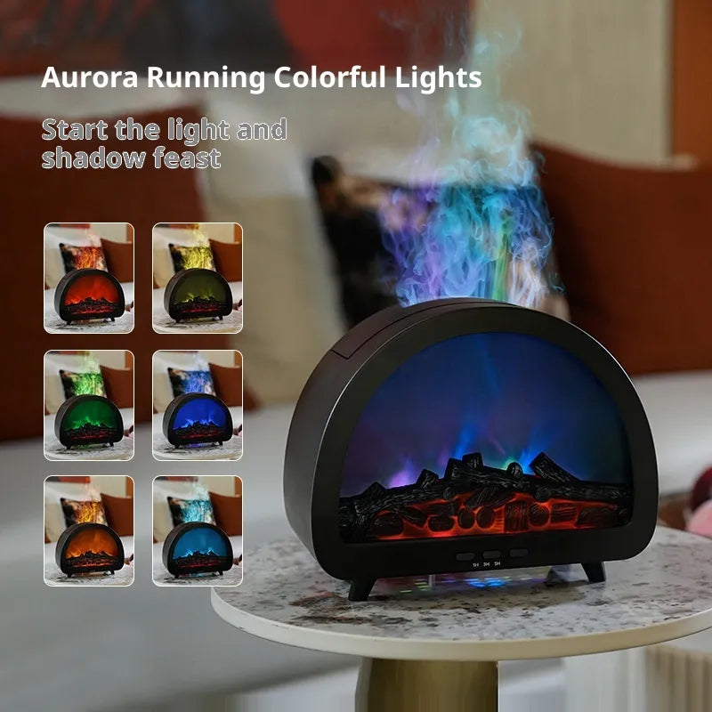 FlameDiffuser™ CozyAura - LED Fireplace Aroma Humidifier with Remote