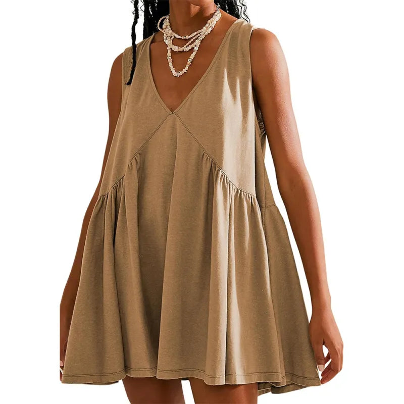 👗 Tanming™ Summer V-Neck Pocket Mini Dress