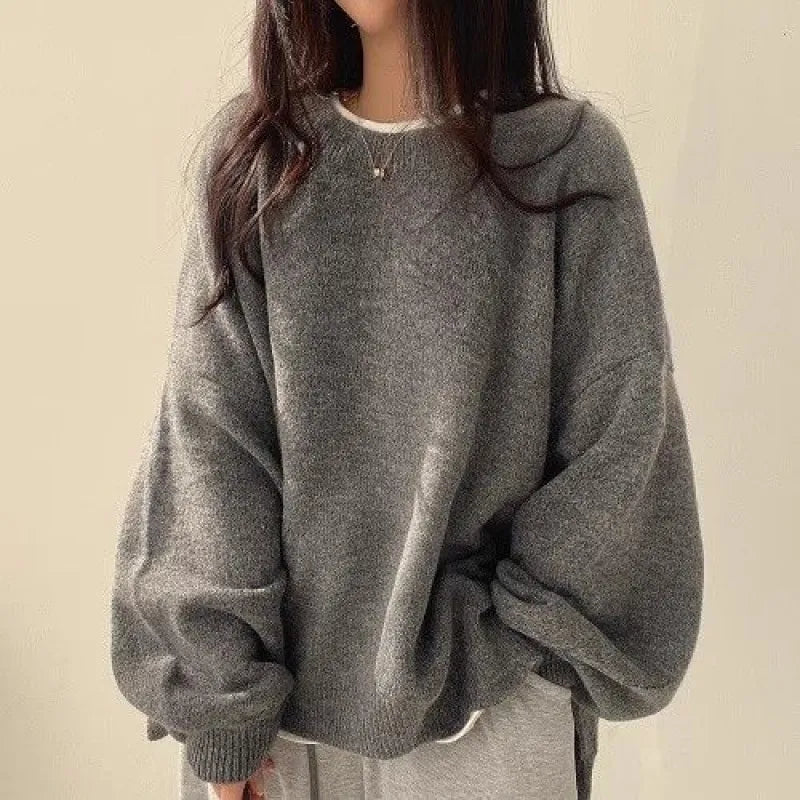 LuxeLantern™ Women’s Pullover – Crew Neck Loose Sweater with Lantern Sleeves