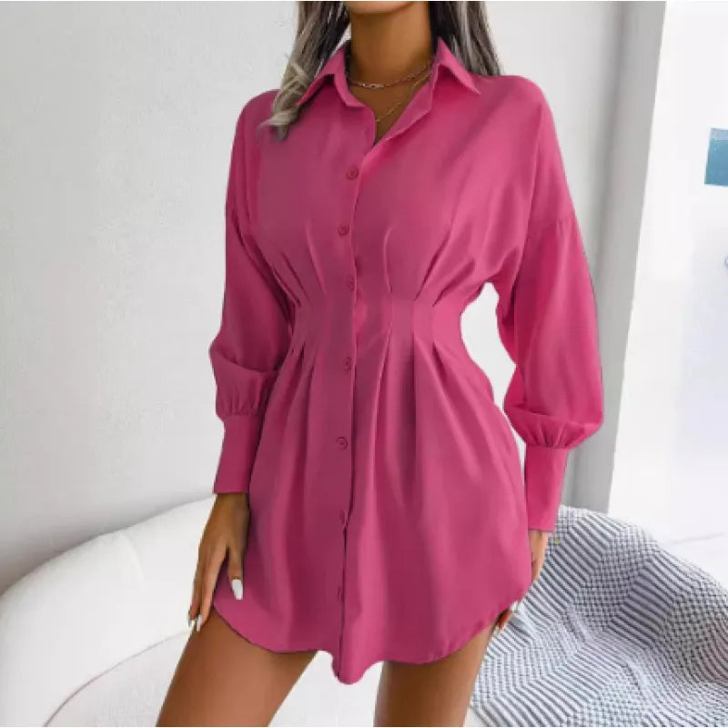 SleekFit™ Asymmetric Lantern Sleeve Dress High-Waist | Elegant Fit | Statement Style