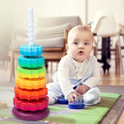 🌀Spinning & Stacking Toy – Fun & Brain-Boosting Play for Toddlers! 🎨