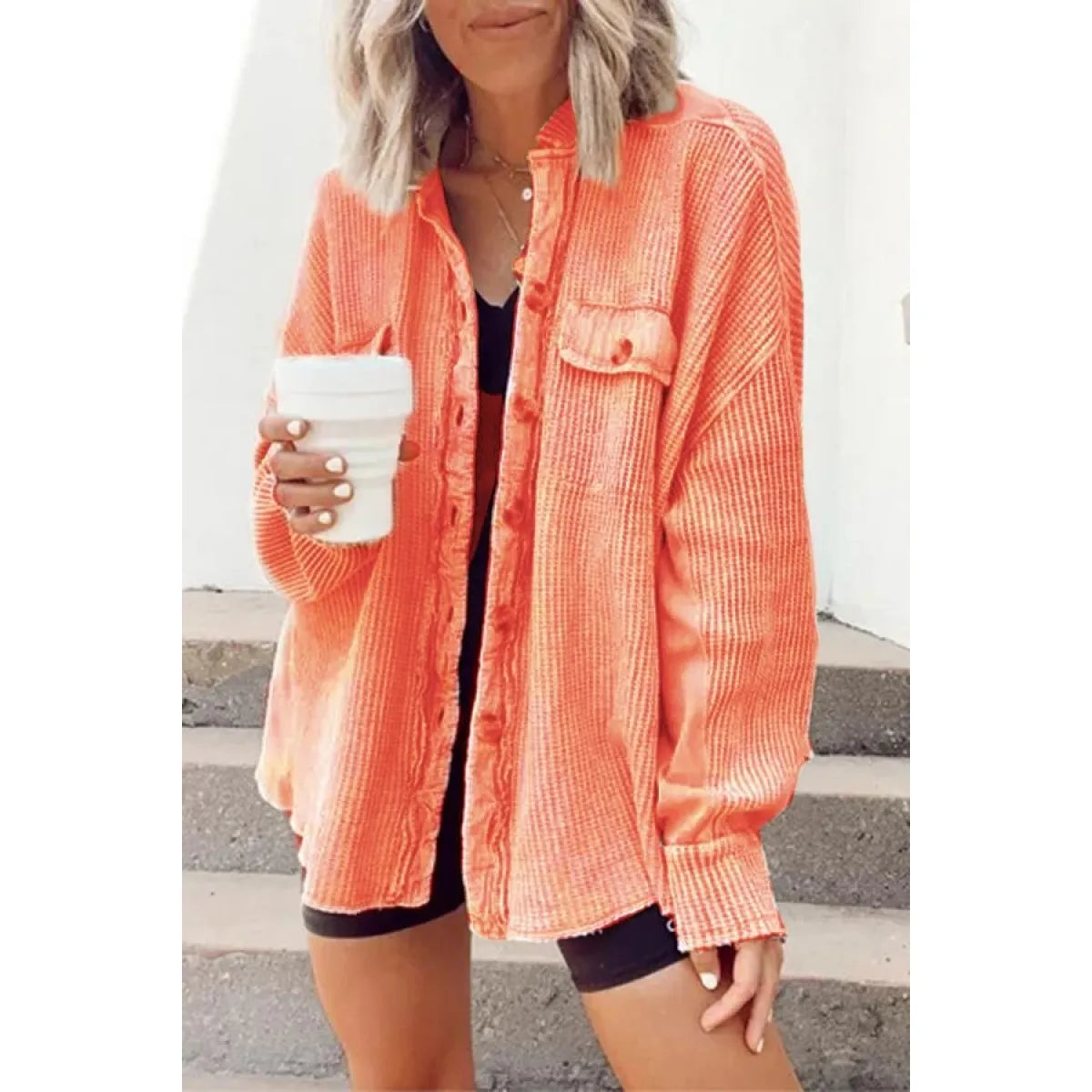 LapelEase™ Women’s Casual Pocket Shirt Jacket