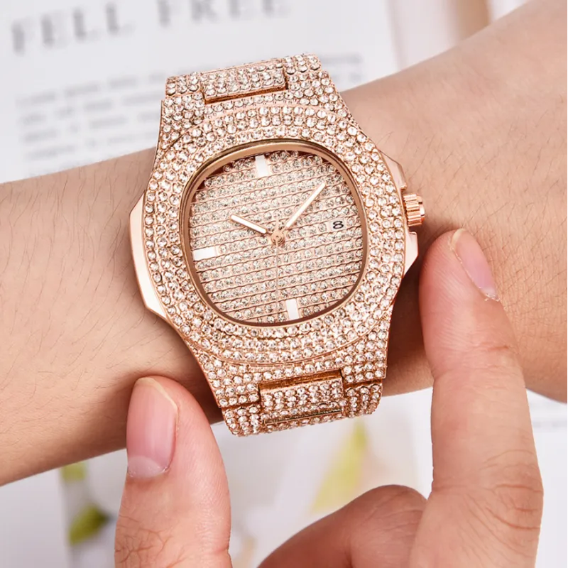 π Luxury Men's Iced-Out Stainless Steel Watch β The Ultimate Statement Piece π