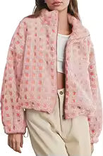 ChaleurÉlégante™ Women’s Plaid Zip-Up Winter Fleece Jacket