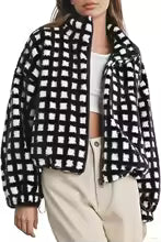 ChaleurÉlégante™ Women’s Plaid Zip-Up Winter Fleece Jacket