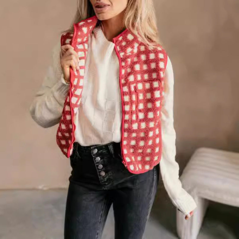 PlushChic™ Women’s Stand-Up Collar Sleeveless Vest