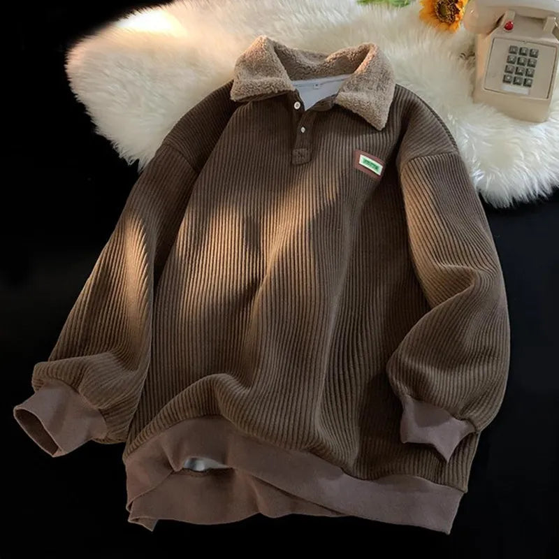 WarmCord™ Men’s Fleece-Lined Corduroy Polo Collar Sweater