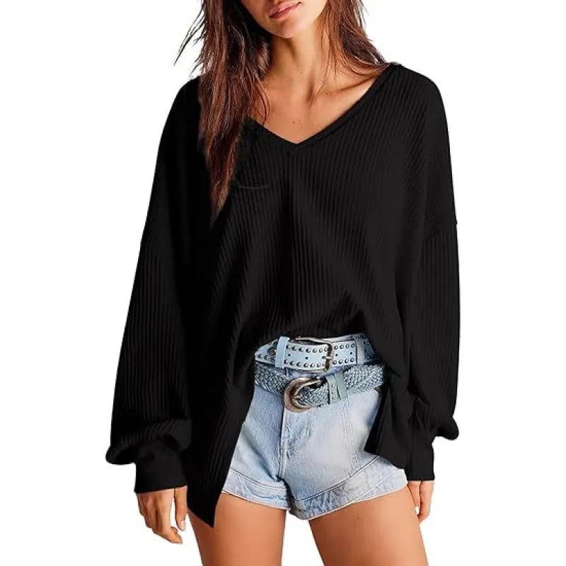 WaffleLoom™ Women’s Lantern Sleeve Knit Blouse