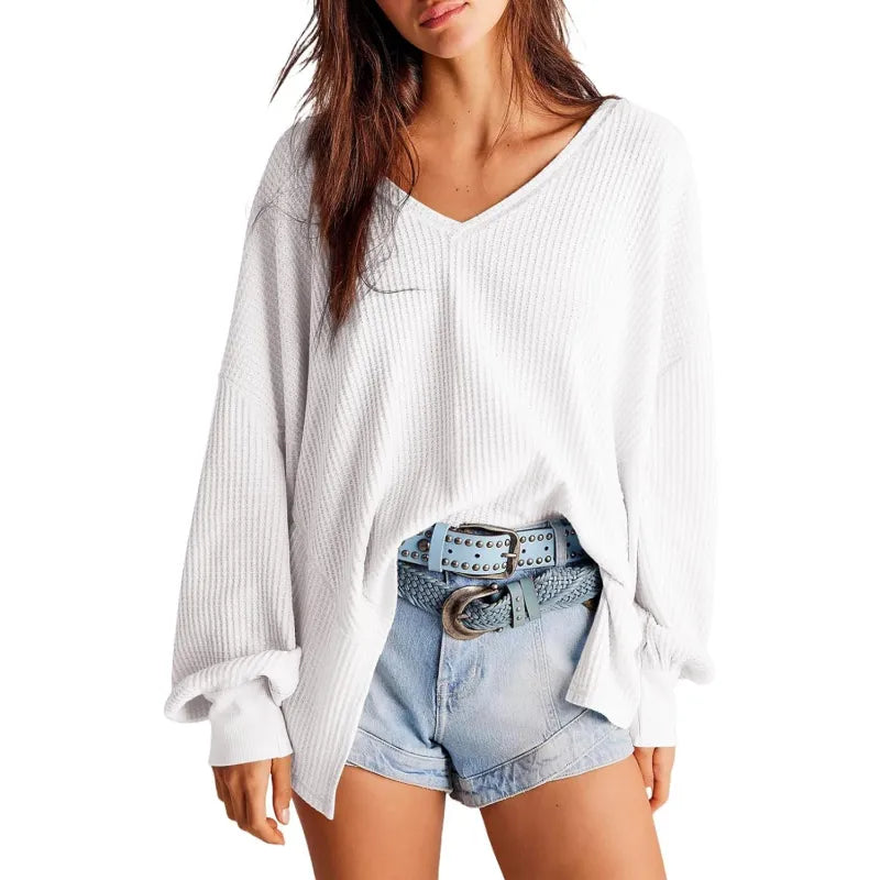 WaffleLoom™ Women’s Lantern Sleeve Knit Blouse