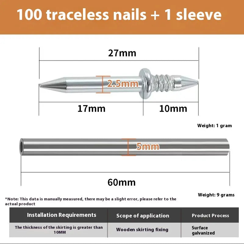 FixEdge™ Double-Headed Skirting Line Nails (Screwless, Two-Way Edge Sealing)