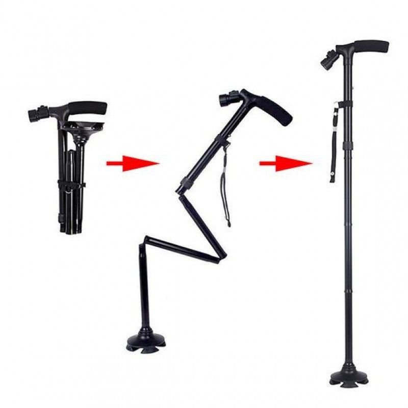 StabilityCane™ SafeStride - Foldable LED Self-Standing Walking Cane