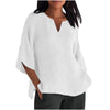 LinenEase™ Women’s Cotton & Linen Shirt – Three-Quarter Sleeve Round Neck Top