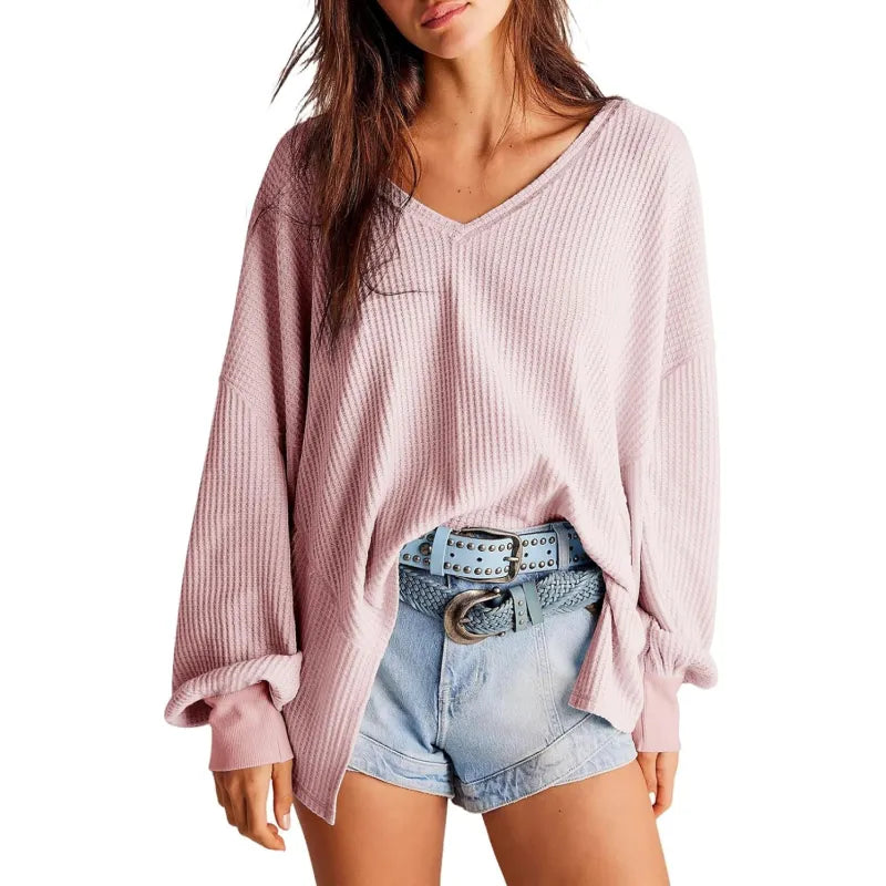 WaffleLoom™ Women’s Lantern Sleeve Knit Blouse