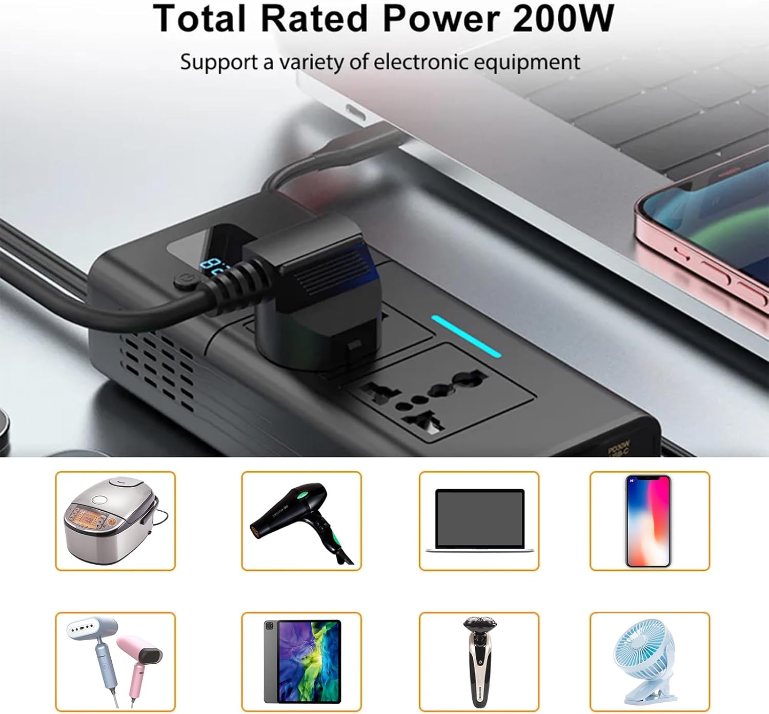 ⚡ 200W Car Power Inverter – Stay Powered On-the-Go! ⚡