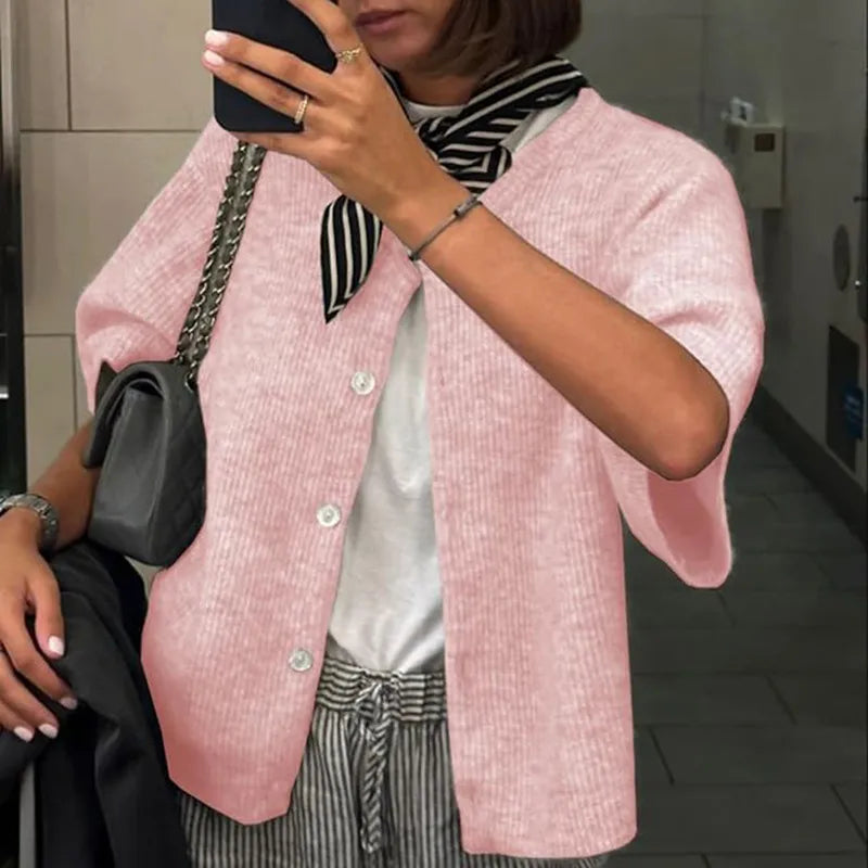 ButtonEase™ Women’s Half-Open Collar Casual Cardigan