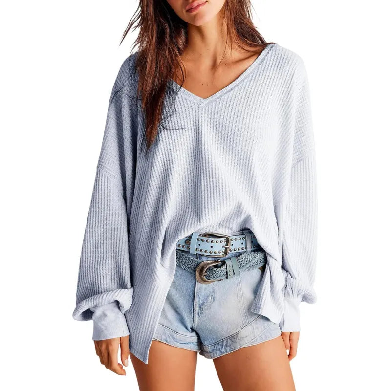 WaffleLoom™ Women’s Lantern Sleeve Knit Blouse