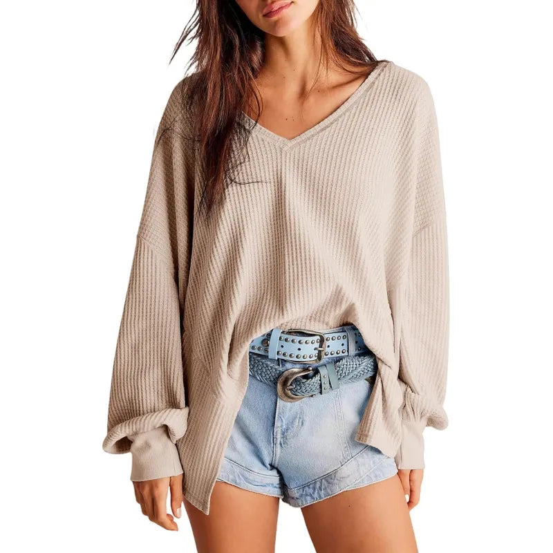 WaffleLoom™ Women’s Lantern Sleeve Knit Blouse