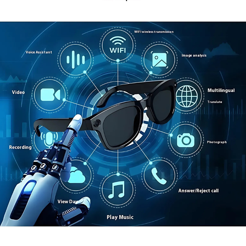 VisionSpeak™ HD Camera & AI Translation Smart Glasses – Black & Transparent Lens