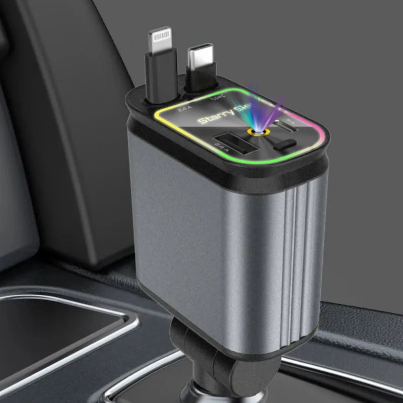 🚗✨ 4-in-1 Starry Sky Car Charger – Charge Faster, Drive Smarter! 🚀