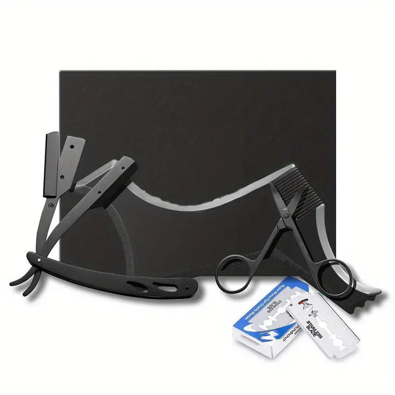 🔥 THE ULTIMATE BLACK STAINLESS STEEL SHAVING KIT – BARBER-LEVEL PRECISION AT HOME! 🔥