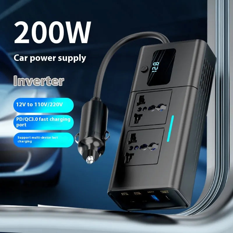 ⚡ 200W Car Power Inverter – Stay Powered On-the-Go! ⚡