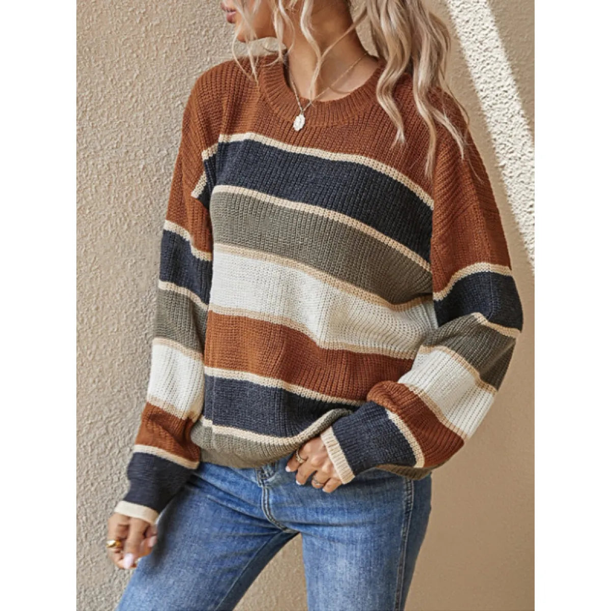 StripeEase™ Women’s Cozy Striped Winter Pullover Sweater