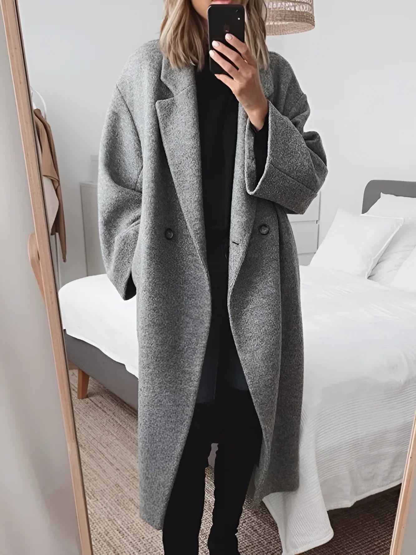 ÉléganceUrbane™ Women’s Multi-Color Woolen Long Trench Coat