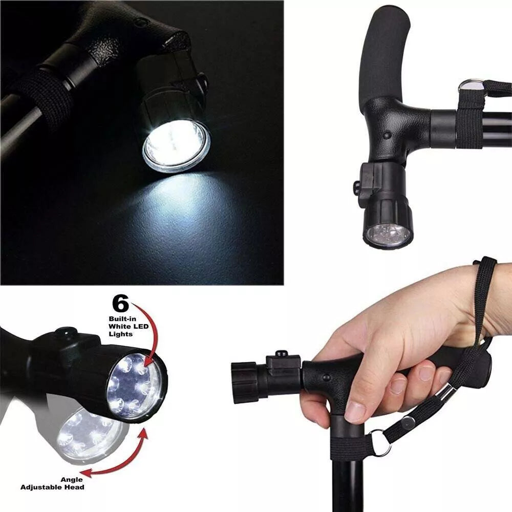 🔥 LED Folding Cane – Ultimate Stability & Nighttime Safety! 🔥